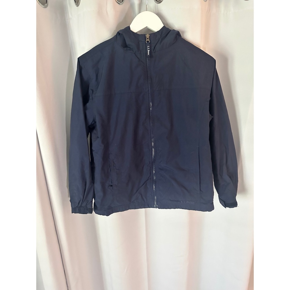 LL Bean Kids' Windbreaker Jacket Hooded‎ Lightweight Navy Blue L 14-16